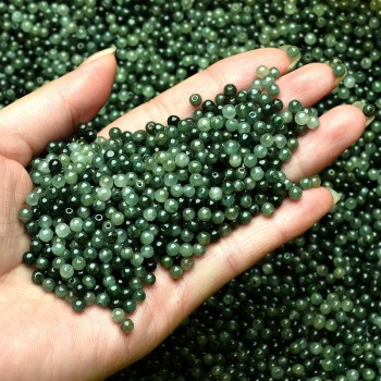 New Arrivals Natural jade A cargo beads round beads 3.5-4mm Myanmar genuine ice oil emerald with beads jewelry 100 piece