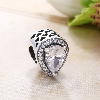 Slovecabin 2017 Autumn 925 Sterling Silver Radiant Teardrop Charms Beads Fits For Pandora Bracelet Silver Heart Bead DIY Jewelry