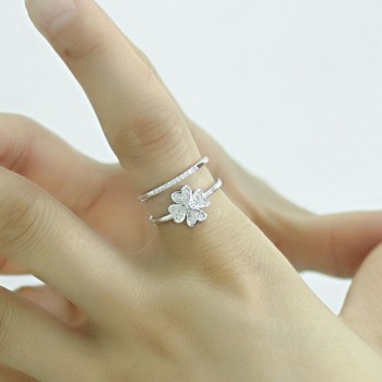 Jemmin Four Petals Hollow Flower High Quality 925 Sterling Silver Rings for Girls Special Design Wedding Pretty Accessories