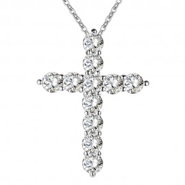 silver plated  necklace jewelry women wedding fashion Cross CZ crystal Zircon stone pendant necklace  Christmas gift n296