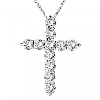 silver plated  necklace jewelry women wedding fashion Cross CZ crystal Zircon stone pendant necklace  Christmas gift n296