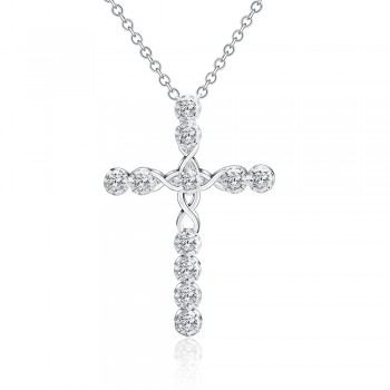 silver plated  necklace jewelry women wedding fashion Cross CZ crystal Zircon stone pendant necklace  Christmas gift n296