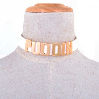 New Party Choker Pop Culture Letter Necklace Harley Quinn PUDDIN Choker Suicide Squad Collar Neck Necklace For Women