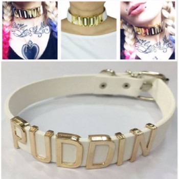 New Party Choker Pop Culture Letter Necklace Harley Quinn PUDDIN Choker Suicide Squad Collar Neck Necklace For Women