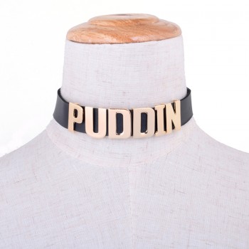 New Party Choker Pop Culture Letter Necklace Harley Quinn PUDDIN Choker Suicide Squad Collar Neck Necklace For Women