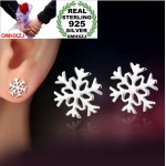 OMHXZJ Wholesale Sexy girl Fashion jewelry No allergy no discoloration flowers snowflake 925 sterling silver Stud earrings YS50