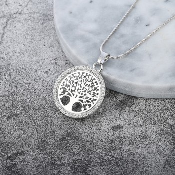 Hot Tree of Life Crystal Round Small Pendant Necklace Gold Silver Colors Bijoux Collier Elegant Women Jewelry Gifts Dropshipping
