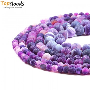 TopGoods Natural Stone Beads Purple Dull Polish Agate Loose Matte Onyx DIY Gift Bracelet Material 4 6 8 10mm For Jewelry Making