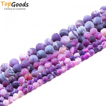 TopGoods Natural Stone Beads Purple Dull Polish Agate Loose Matte Onyx DIY Gift Bracelet Material 4 6 8 10mm For Jewelry Making