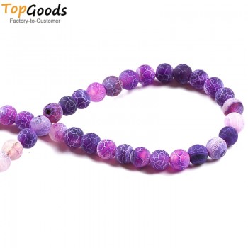 TopGoods Natural Stone Beads Purple Dull Polish Agate Loose Matte Onyx DIY Gift Bracelet Material 4 6 8 10mm For Jewelry Making