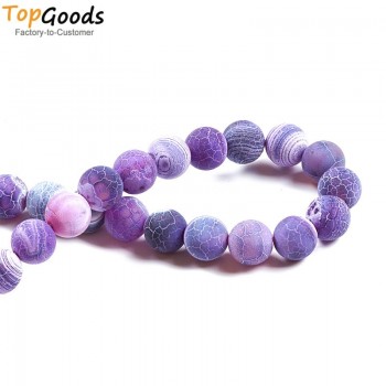 TopGoods Natural Stone Beads Purple Dull Polish Agate Loose Matte Onyx DIY Gift Bracelet Material 4 6 8 10mm For Jewelry Making