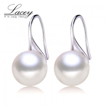 Classic trendy natural pearl earring silver 925 for women, white fashion fresh water pearl earrings wife daughter birthday gift