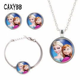 Anna Elsa girls crystal film pendant Bracelet summer Jewelry necklace style 2016 Best Selling FREE DELIVERY