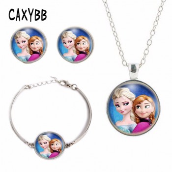 Anna Elsa girls crystal film pendant Bracelet summer Jewelry necklace style 2016 Best Selling FREE DELIVERY