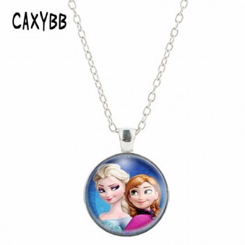 Anna Elsa girls crystal film pendant Bracelet summer Jewelry necklace style 2016 Best Selling FREE DELIVERY