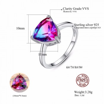 CZCITY Nature Rainbow Fire Mystic Topaz Finger Rings for Women Anniversary Women 925 Sterling Silver Wedding Ring Female 2018