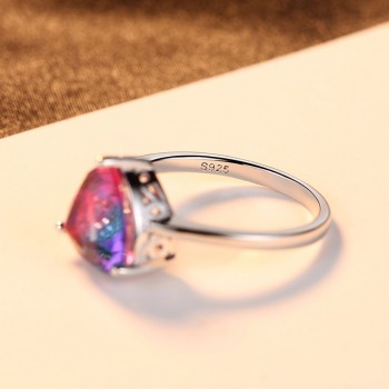 CZCITY Nature Rainbow Fire Mystic Topaz Finger Rings for Women Anniversary Women 925 Sterling Silver Wedding Ring Female 2018