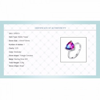 CZCITY Nature Rainbow Fire Mystic Topaz Finger Rings for Women Anniversary Women 925 Sterling Silver Wedding Ring Female 2018