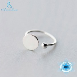 Original 925 Sterling Silver Rings for Women Round Simple Fine Jewelry Party Womens Jewellery Bead Adjustable Size Accessories