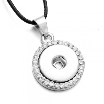 Classic Round alloy 18mm xinnver snap button crystal necklace amp; pendant jewelry with Bead chain woman DIY jewelry ZG041