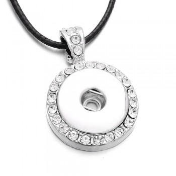 Classic Round alloy 18mm xinnver snap button crystal necklace amp; pendant jewelry with Bead chain woman DIY jewelry ZG041