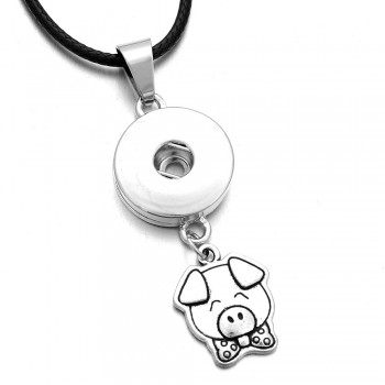 Classic Round alloy 18mm xinnver snap button crystal necklace amp; pendant jewelry with Bead chain woman DIY jewelry ZG041