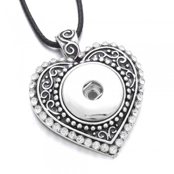 Classic Round alloy 18mm xinnver snap button crystal necklace amp; pendant jewelry with Bead chain woman DIY jewelry ZG041
