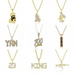 2019 Hot Hip Hop Pendant Necklace Men Jewelry Hiphop AK-47 Letter Xanax Pill Gold Long Chain Necklaces Unisex Female Male Gifts