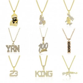 2019 Hot Hip Hop Pendant Necklace Men Jewelry Hiphop AK-47 Letter Xanax Pill Gold Long Chain Necklaces Unisex Female Male Gifts