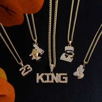 2019 Hot Hip Hop Pendant Necklace Men Jewelry Hiphop AK-47 Letter Xanax Pill Gold Long Chain Necklaces Unisex Female Male Gifts