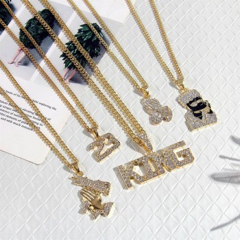 2019 Hot Hip Hop Pendant Necklace Men Jewelry Hiphop AK-47 Letter Xanax Pill Gold Long Chain Necklaces Unisex Female Male Gifts