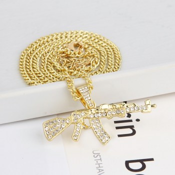2019 Hot Hip Hop Pendant Necklace Men Jewelry Hiphop AK-47 Letter Xanax Pill Gold Long Chain Necklaces Unisex Female Male Gifts