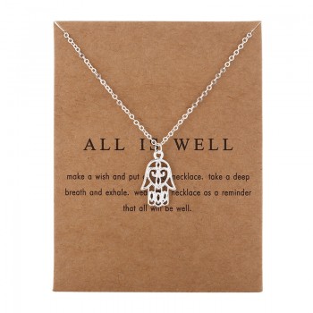 New Arrived Fashion Jewelry Silver Color All Is Well Hamsa Fatima Hand Chocker Necklace Pendant For Women Girl