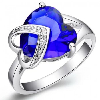 2Color Fashion Vintage Large Sizes Heart Purple/blue Crystal Rings for Women Girl Dresses Ring Female Party For lover/girlfriend
