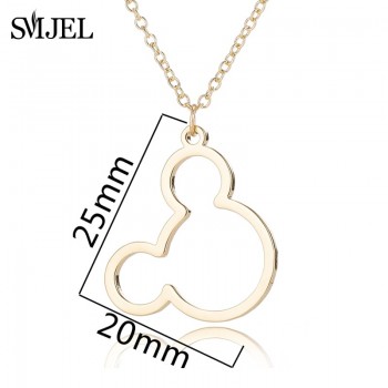 SMJEL Simple Mouse Necklace Cartoon Style Stainless Steel Mickey Pendant Necklaces Collar Christmas Gift Birthday Gift Bijoux
