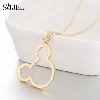 SMJEL Simple Mouse Necklace Cartoon Style Stainless Steel Mickey Pendant Necklaces Collar Christmas Gift Birthday Gift Bijoux
