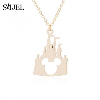 SMJEL Simple Mouse Necklace Cartoon Style Stainless Steel Mickey Pendant Necklaces Collar Christmas Gift Birthday Gift Bijoux