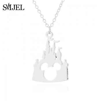 SMJEL Simple Mouse Necklace Cartoon Style Stainless Steel Mickey Pendant Necklaces Collar Christmas Gift Birthday Gift Bijoux
