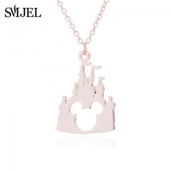 SMJEL Simple Mouse Necklace Cartoon Style Stainless Steel Mickey Pendant Necklaces Collar Christmas Gift Birthday Gift Bijoux