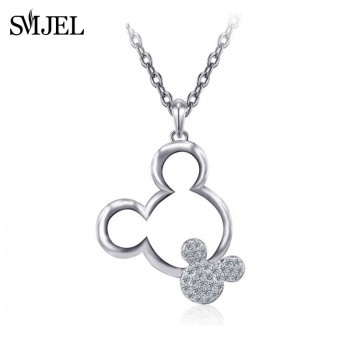 SMJEL Simple Mouse Necklace Cartoon Style Stainless Steel Mickey Pendant Necklaces Collar Christmas Gift Birthday Gift Bijoux
