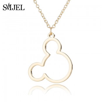 SMJEL Simple Mouse Necklace Cartoon Style Stainless Steel Mickey Pendant Necklaces Collar Christmas Gift Birthday Gift Bijoux