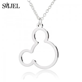 SMJEL Simple Mouse Necklace Cartoon Style Stainless Steel Mickey Pendant Necklaces Collar Christmas Gift Birthday Gift Bijoux