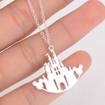 SMJEL Simple Mouse Necklace Cartoon Style Stainless Steel Mickey Pendant Necklaces Collar Christmas Gift Birthday Gift Bijoux