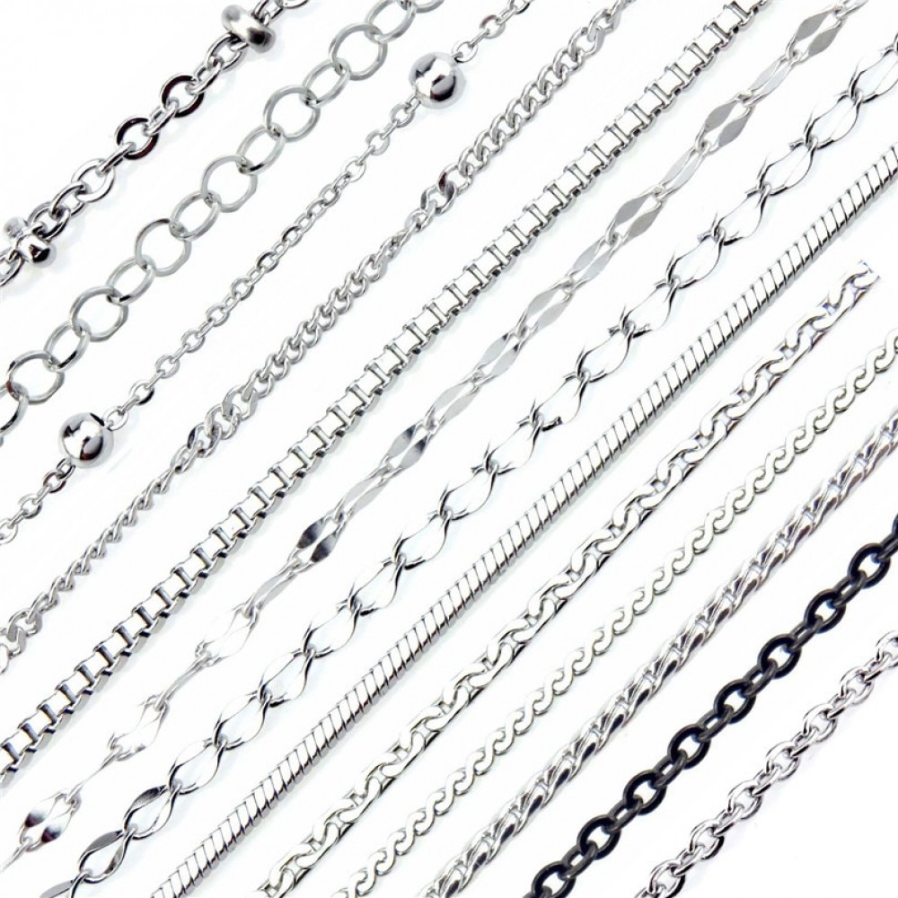 21871 Top Quality Rolo Link Chain Necklace Stainless Steel Chains Simple Silver/Balck Chain Necklace Jewelry Making 18 20