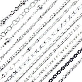 21871 Top Quality Rolo Link Chain Necklace Stainless Steel Chains Simple Silver/Balck Chain Necklace Jewelry Making 18 20