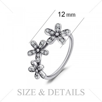 Jewelrypalace 925 Sterling Silver Shimmering Daisies Cubic Zirconia Ring Gifts For Women Anniversary Gifts Fashion Jewelry