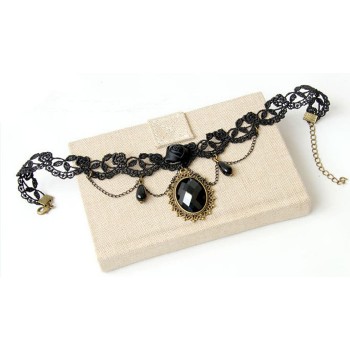 1pc Gothic Style Tattoo Tassel Lace Necklace Pendant Chain Crystal Choker Wedding Jewelry Necklace Women False Collar Statement
