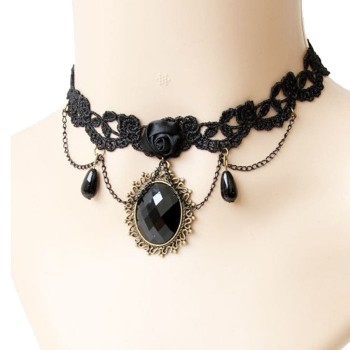1pc Gothic Style Tattoo Tassel Lace Necklace Pendant Chain Crystal Choker Wedding Jewelry Necklace Women False Collar Statement