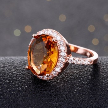 Luxury Womens Silver Rings With Gemstone Natural Citrinne Fashion 925 Silver Jewelry Anniversary Birthday Gift Fine Jewelry