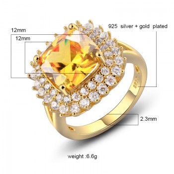Luxury Vintage Silver Topaz Ring Jewelry 925 Sterling Silver Jewelry 6.6g Gemstone Square Rings For Men Women Anillos Bague